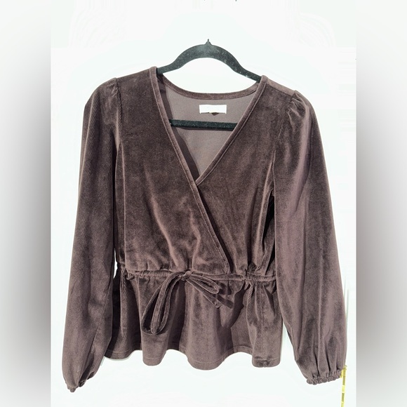 Madewell Tops - Madewell Elegant Velvet Dark Purple Wrap Top (XS)